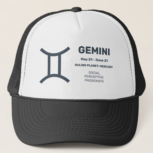 Anpassat namn/text Zodiac-signering Gemini Keps (Framsida)