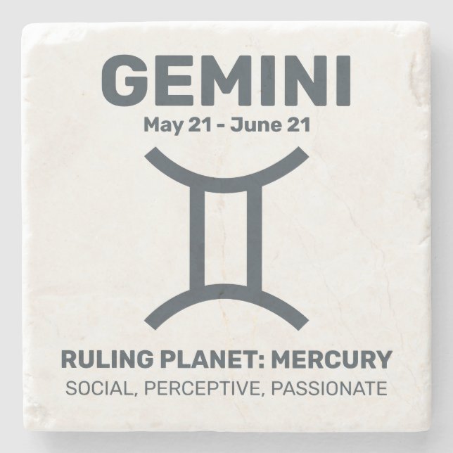 Anpassat namn/text Zodiac-signering Gemini Stenunderlägg (Framsidan)