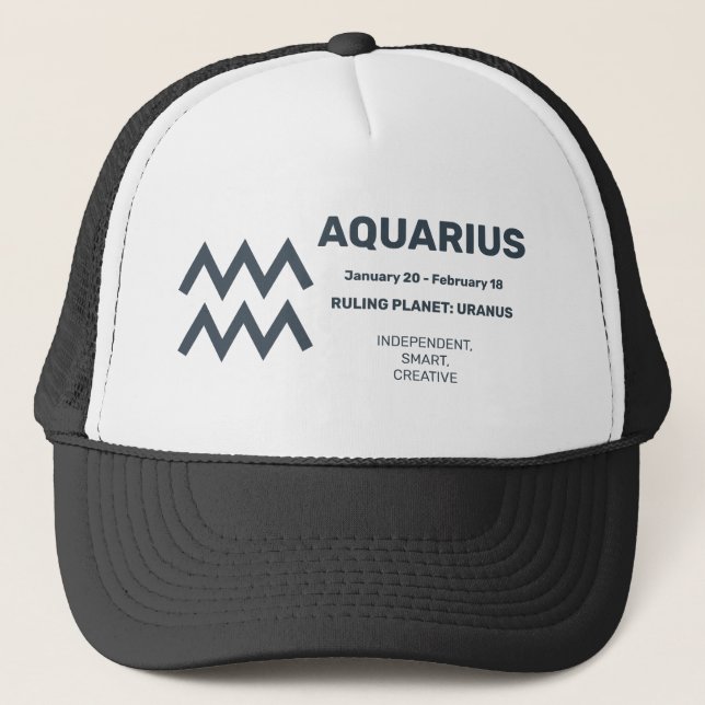 Anpassat namn/text Zodiac-tecken Aquarius Keps (Framsida)