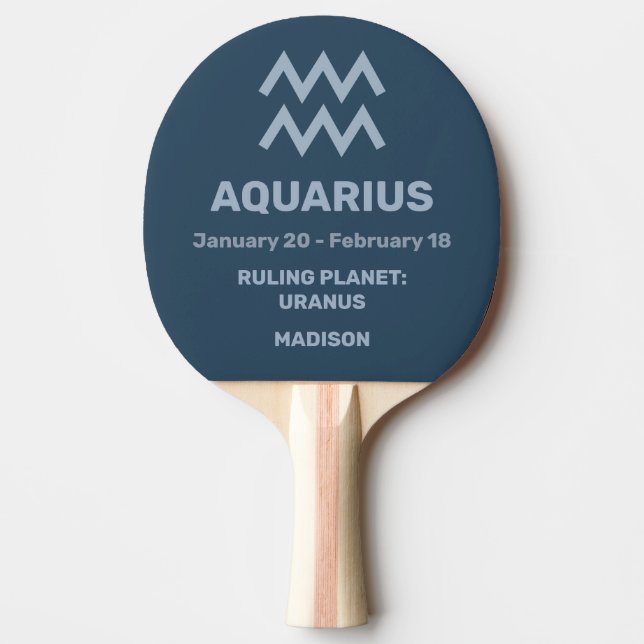 Anpassat namn/text Zodiac-tecken Aquarius Pingisracket (Framsidan)
