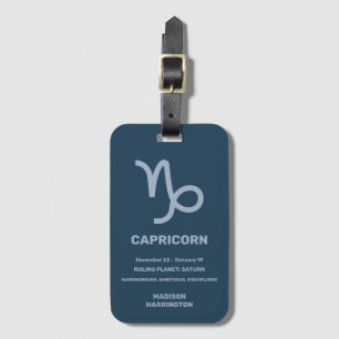 Anpassat namn/text Zodiac-tecken Capricorn Bagagebricka