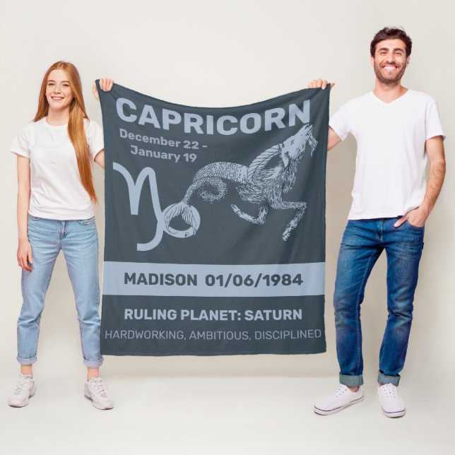 Anpassat namn/text Zodiac-tecken Capricorn Fleecefilt (På plats)