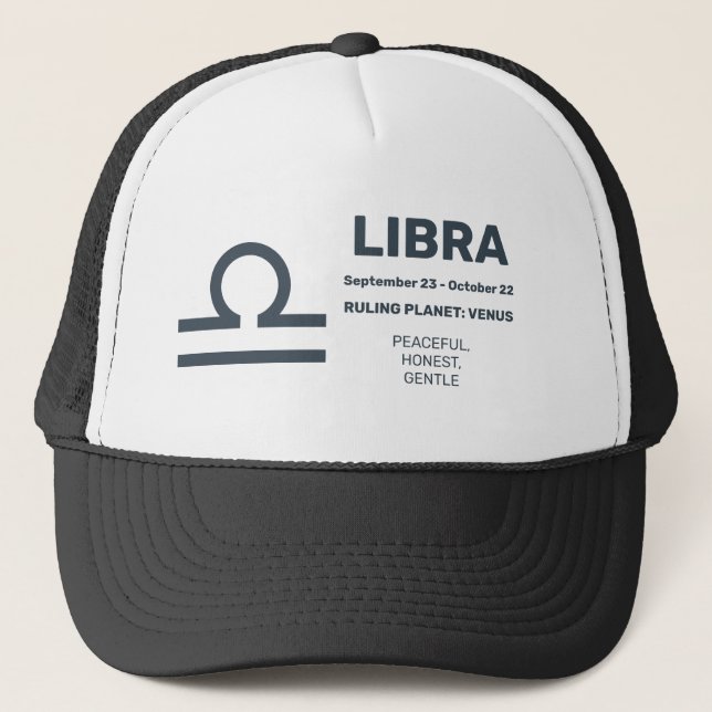 Anpassat namn/text zodiac-tecken libra keps (Framsida)