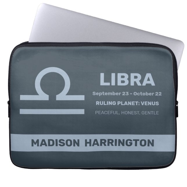 Anpassat namn/text zodiac-tecken libra laptop fodral (Framsidan)