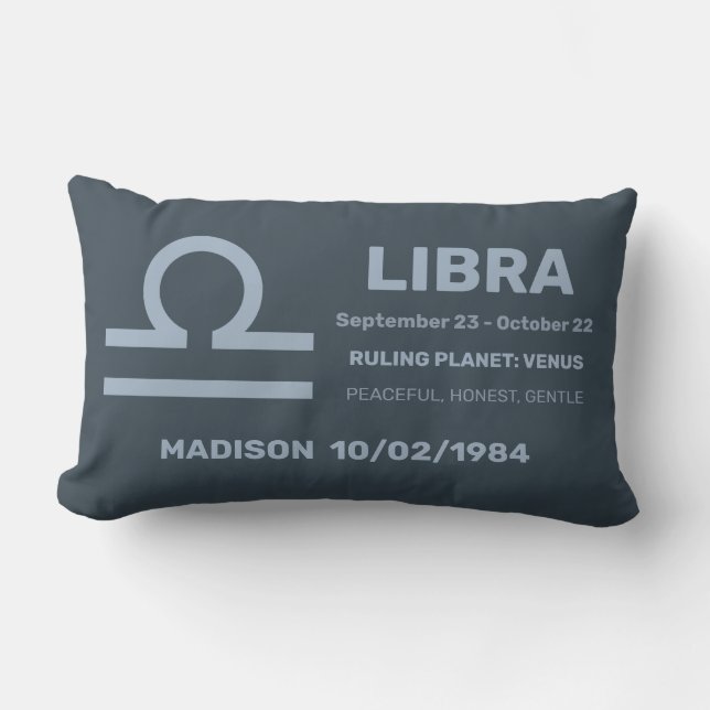 Anpassat namn/text zodiac-tecken libra lumbarkudde (Framsida)