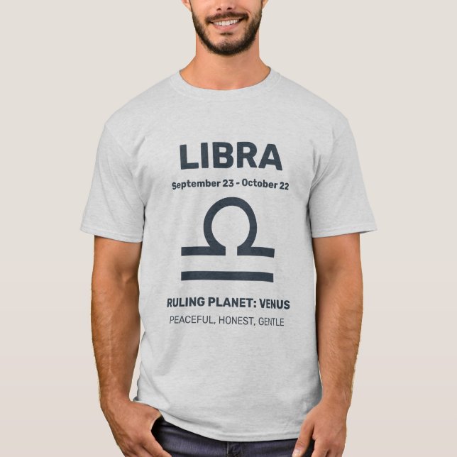 Anpassat namn/text zodiac-tecken libra t shirt (Framsida)