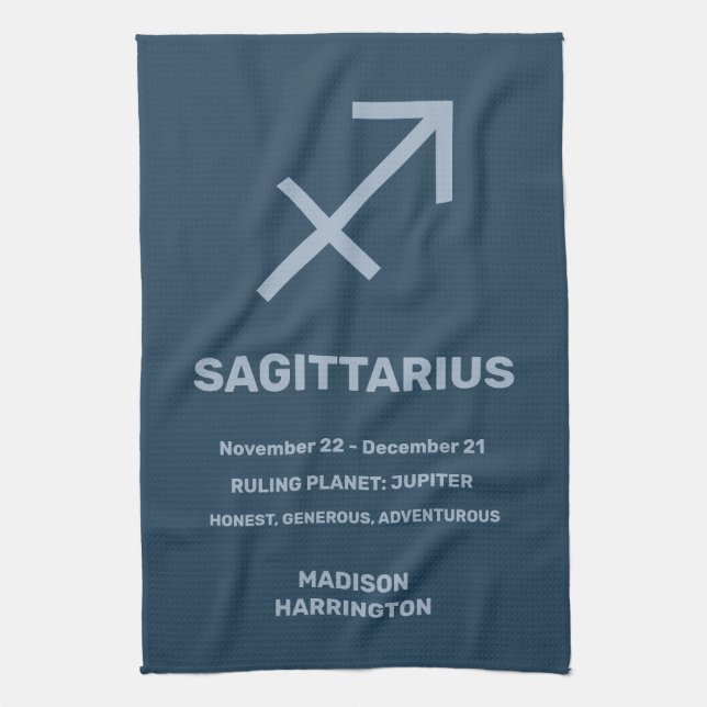 Anpassat namn/text Zodiac-tecken Sagittarius Kökshandduk (Vertikal)