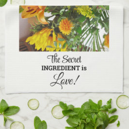 Anpassat namn, textcitat Solros Skriv ut 16 x 24 Kökshandduk