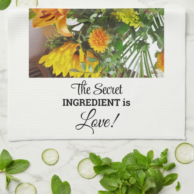 Anpassat namn, textcitat Solros Skriv ut 16 x 24 Kökshandduk (Vikta)