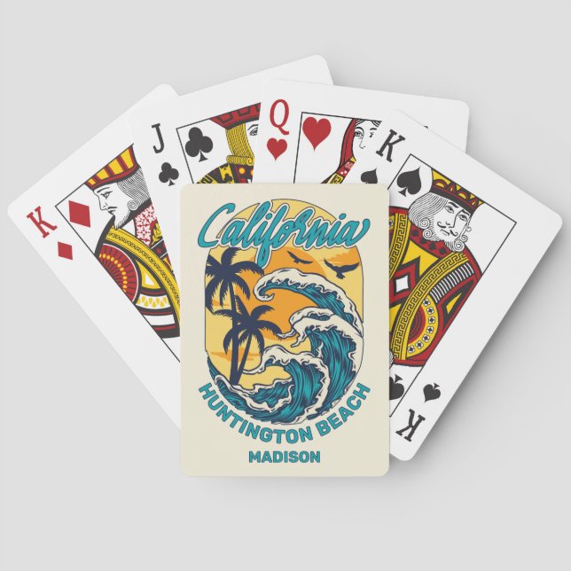 Anpassat namn/TextKalifornien Surfning Casinokort (Baksidan)