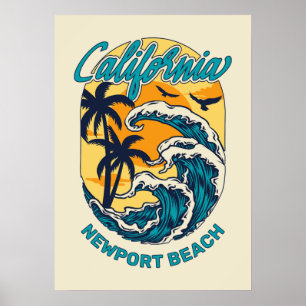 Anpassat namn/TextKalifornien Surfning Poster