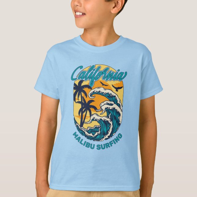 Anpassat namn/TextKalifornien Surfning T Shirt (Framsida)