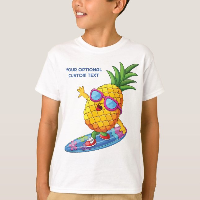 Anpassat namn, textsurfande ananas t shirt (Framsida)