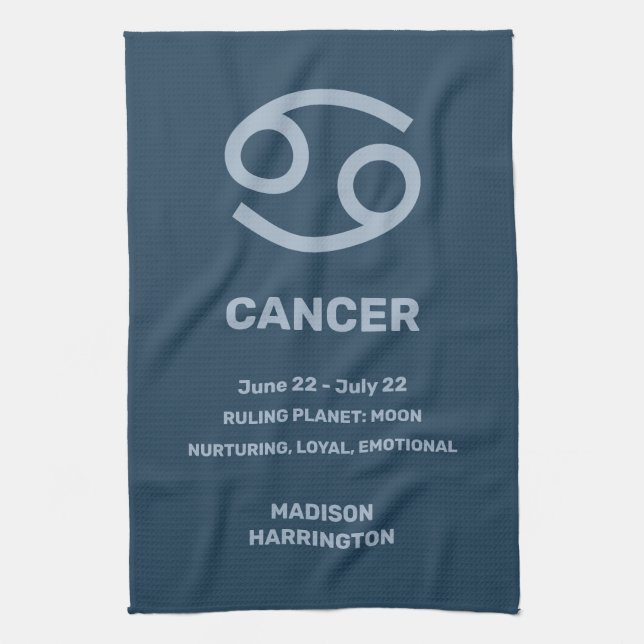 Anpassat namn/textzodiactecken Cancer Kökshandduk (Vertikal)
