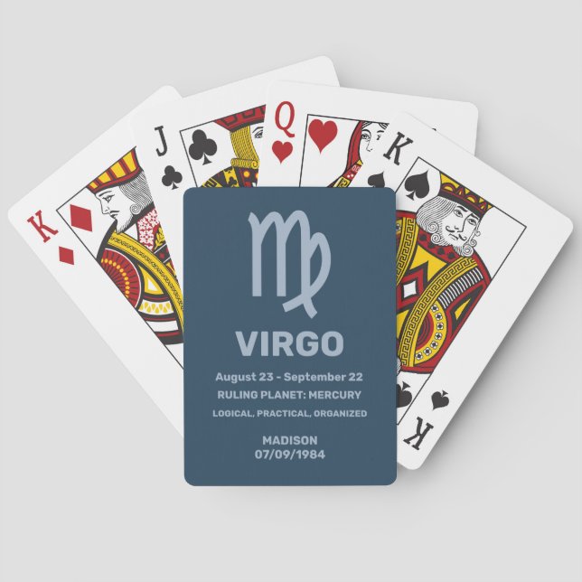 Anpassat namn/textzodiactecken Våg Casinokort (Baksidan)