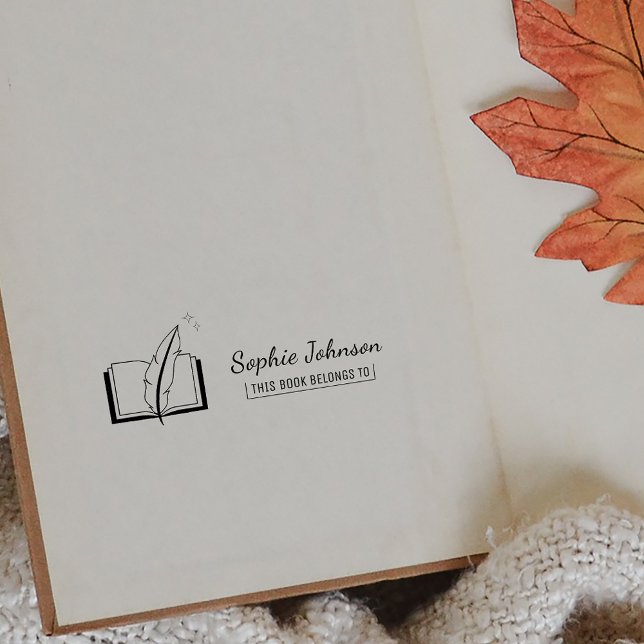 Anpassat namn Tillhören Feader Pen Bok till Lärare Stämpel (Custom Name Feather Pen Book Belongs To Teacher Rubber Stamp)