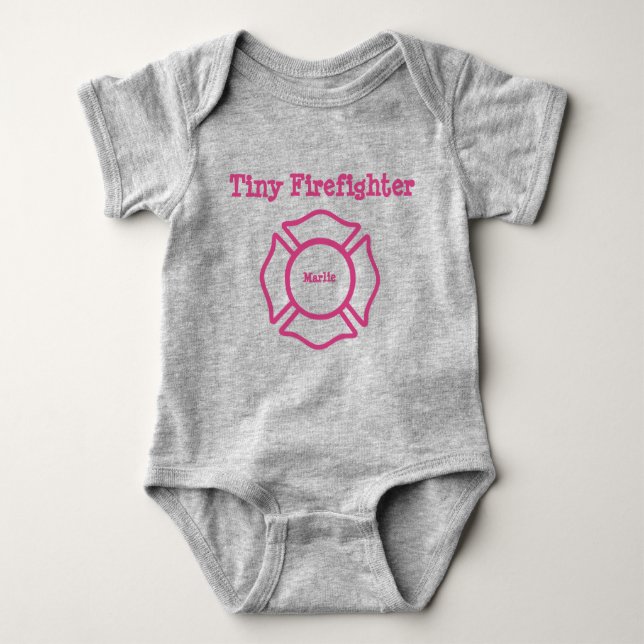 Anpassat namn Tiny Firefighter Bodykostym T Shirt (Framsida)