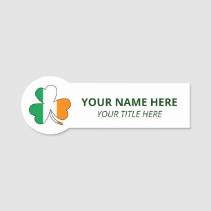 Anpassat namn & titel St Patricks Day Shamrock Namnbricka