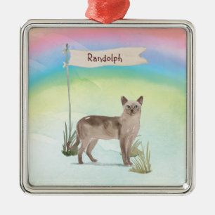 Anpassat namn Tonkinese Cat Pet Julgransprydnad Metall