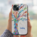 Anpassat namn Träd Fodral-Mate iphone case<br><div class="desc">Telefonväskan är dekorerad med ett mosaiskt träd i regnbågens färg. Anpassade enkelt med ditt namn eller monogram. Använda alternativet Anpassa ytterligare om du vill ändra texten storlekt, stil eller färg om du vill. Eftersom vi skapar vår egen teckning kommer du inte att hitta just den här bilden från andra designers....</div>