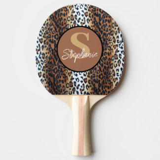 Anpassat namn Trendiget Brown Black White Leopard Pingisracket