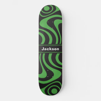 Anpassat Namn Trippig Vågig 70-tals Retro Grön Mini Skateboard Bräda 18,5 Cm