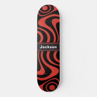 Anpassat Namn Trippig Vågig 70-tals Retro Röd och Mini Skateboard Bräda 18,5 Cm