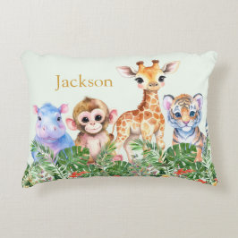 Anpassat namn Tropical Jungle Baby djur Prydnadskudde