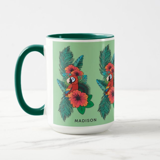Anpassat namn Tropical Parrot Mugg (Vänster)