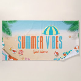 Anpassat namn Tropical Vibes Summer Beach Towel