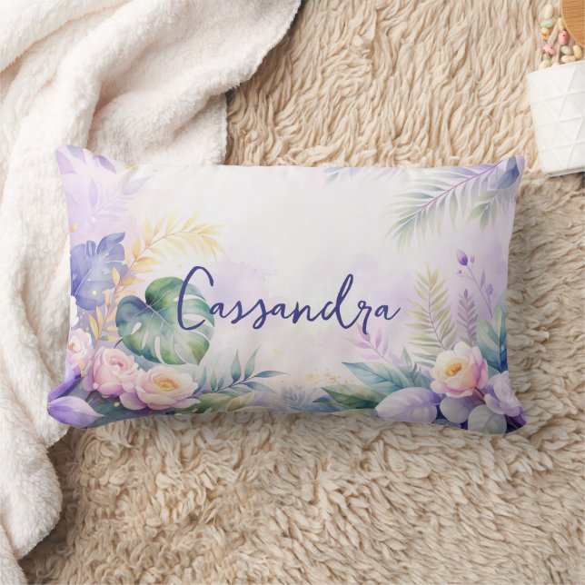 Anpassat namn Tropiska blommor  Lumbarkudde (Filt)