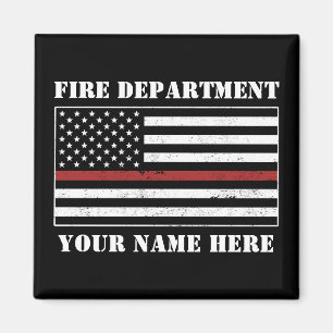 Anpassat namn Tunin Red Line Flagga Proud Firefigh Magnet
