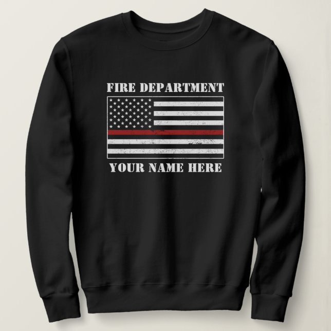 Anpassat namn Tunin Red Line Flagga Proud Firefigh T Shirt (Design framsida)