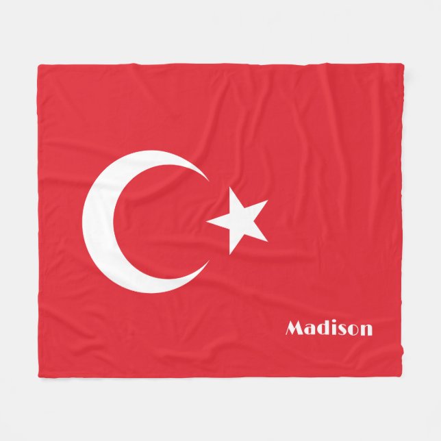 Anpassat namn Turkiet-Flagga Fleecefilt (Framsidan (Horisontell))