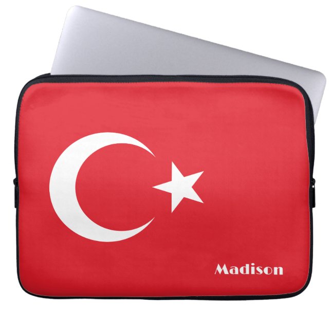 Anpassat namn Turkiet-Flagga Laptop Fodral (Framsidan)