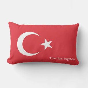 Anpassat namn Turkiet-Flagga Lumbarkudde
