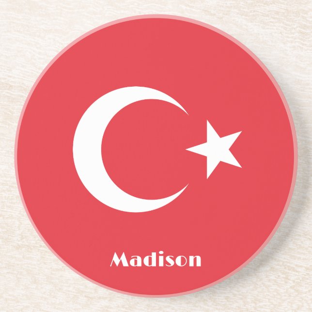 Anpassat namn Turkiet-Flagga Underlägg (Framsidan)