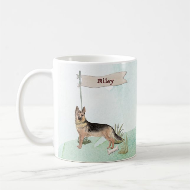 Anpassat namn Tyskt schepherd Pet-Hund Kaffemugg (Vänster)