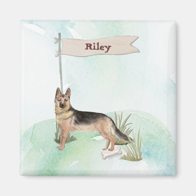 Anpassat namn Tyskt schepherd Pet-Hund Magnet (Framsidan)