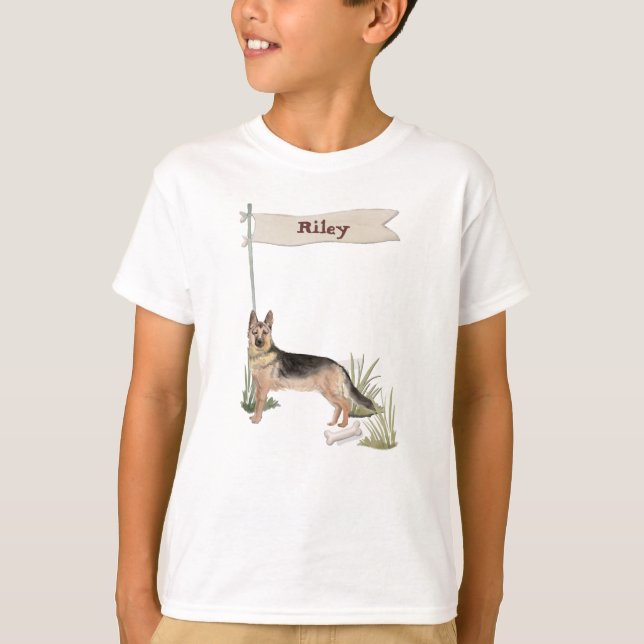 Anpassat namn Tyskt schepherd Pet-Hund T Shirt (Framsida)