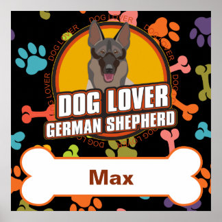 Anpassat namn Tyskt Shepherd Hund Bone Puppy Tass Poster