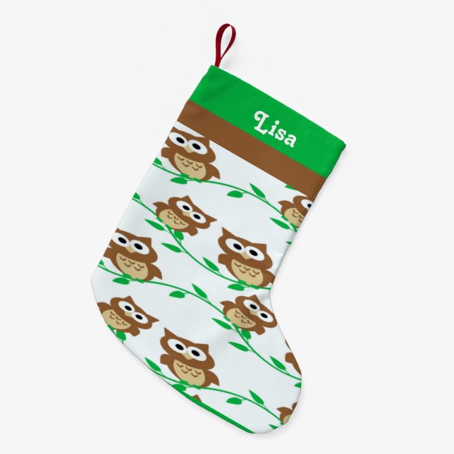 Anpassat namn uggla är mönstrat liten julstrumpa (Framsidan (Hängande))