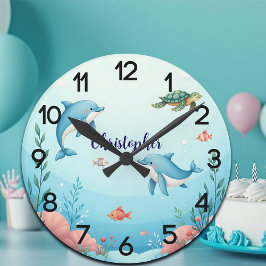 Anpassat namn under Sea Nursery Rund Klocka
