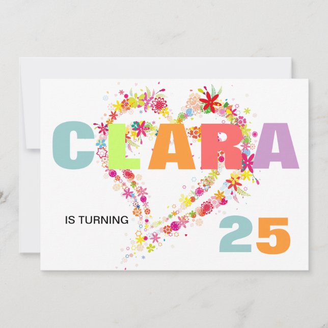 Anpassat namn Utandning Utandning Hjärtfödelsedage Inbjudningar (Framsida)