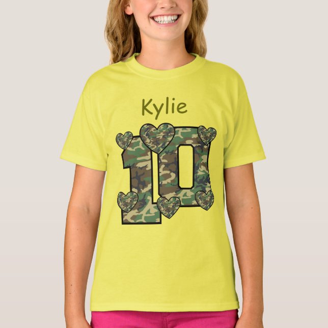 Anpassat namn V11 på 10:e födelsedagen för CAMO T-shirt (Framsida)