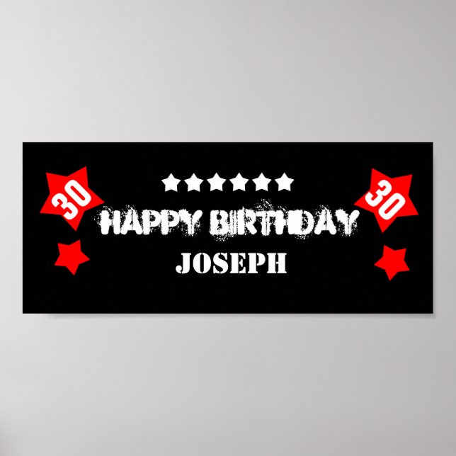 Anpassat namn V30S STARS för 30års födelsedag-stjä Poster (Framsidan)