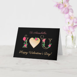 Anpassat namn Valentines day med Röd ros-kort Kort
