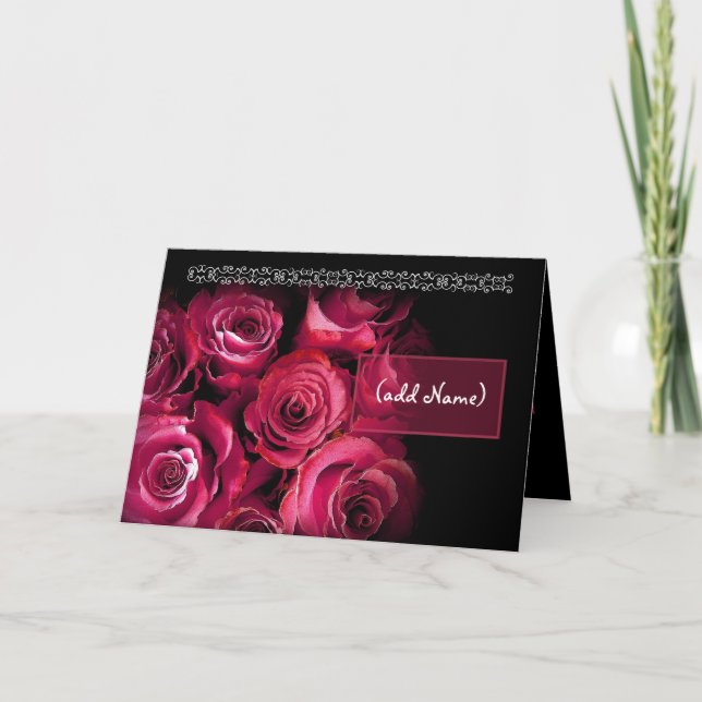 ANPASSAT NAMN Var Min Florist Röda Rosor Bukett Inbjudan (Framsida)