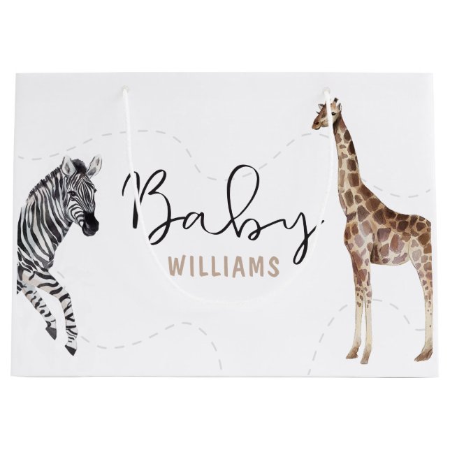 Anpassat namn Vattencolor Safari Animal Baby Showe (Framsidan)