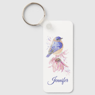 Anpassat namn Vattenfärg Bluebird Garden Bird Art Nyckelring